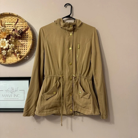 Guess Khaki  Cotton Hooded Jacket Womens Size M - Picture 1 of 7